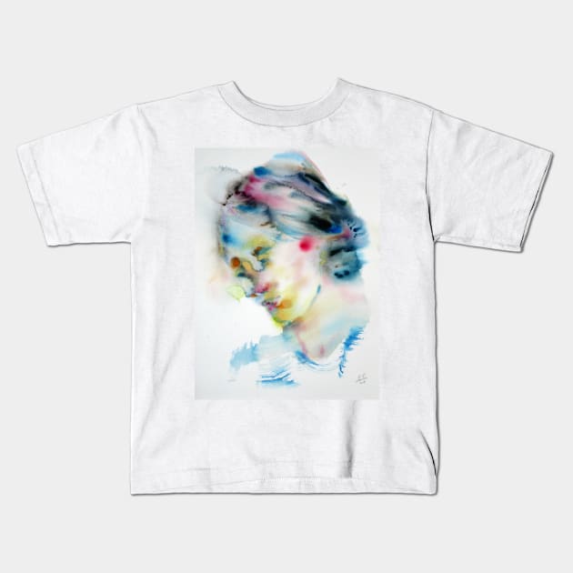 VIRGINIA WOOLF - watercolor portrait .2 Kids T-Shirt by lautir